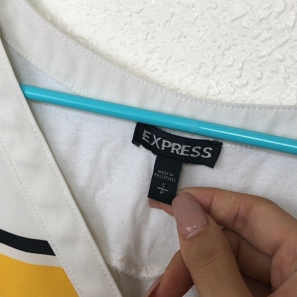 Express White Yellow Striped Lace Up Tank Top - Picture 4 of 5